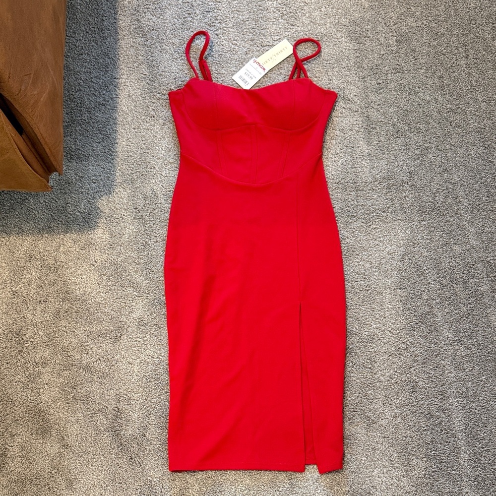 Vibrant Red Midi Dress